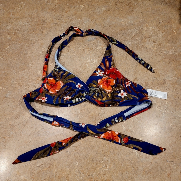Cupshe Tropical Floral Bikini Set - Blue and Orange - Picture 2 of 5